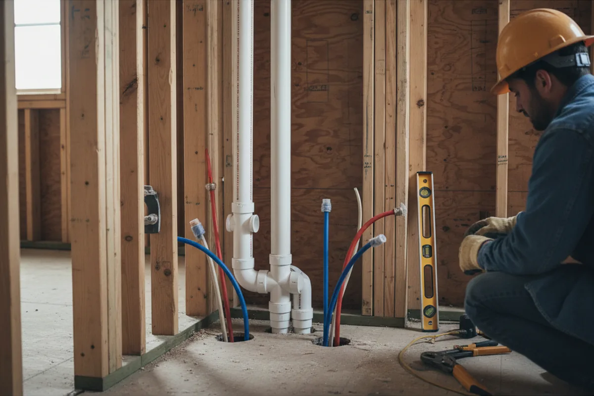 Drain and supply rough-in during Leak Detection in Spirit Lake