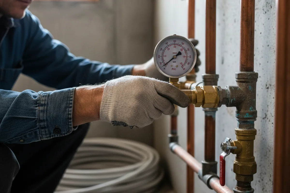 Pressure testing a repaired line during Water Line Repair in Spirit Lake